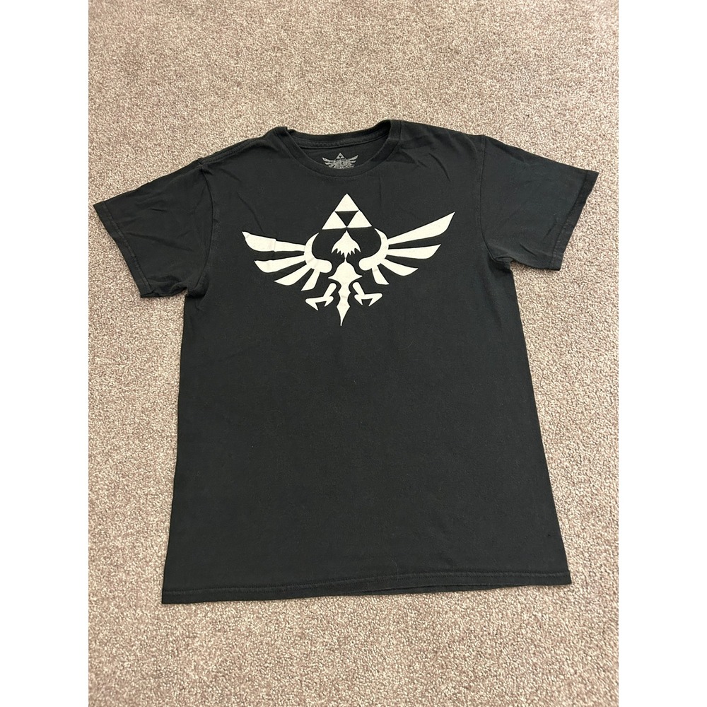 The Legend of Zelda T-Shirt Mens Small Black Excellent Hylian Crest Triforce